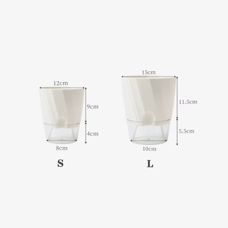 Automatic Self-Watering Hydroponic Flower Pot with Transparent Double Layer Design for Office Use