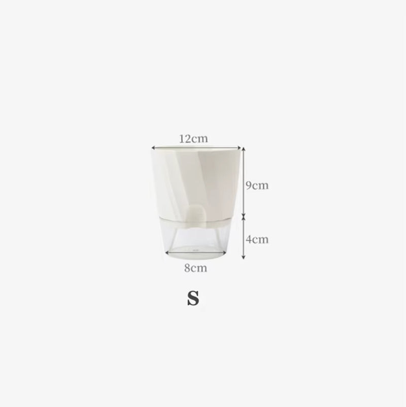 Automatic Self-Watering Hydroponic Flower Pot with Transparent Double Layer Design for Office Use