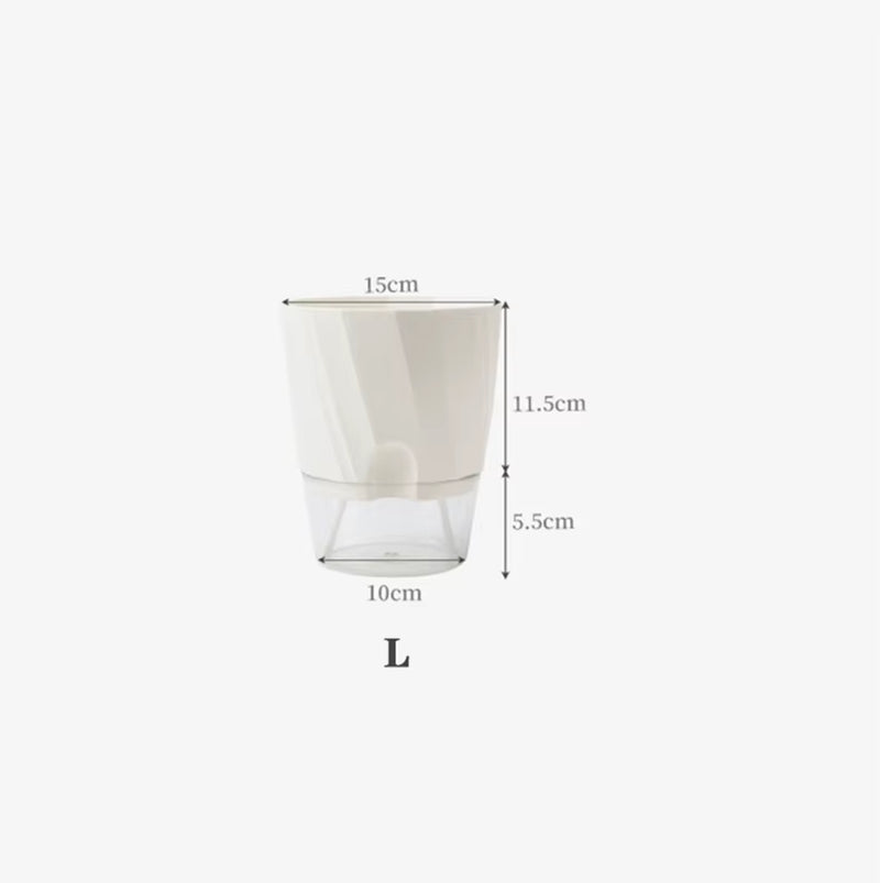 Automatic Self-Watering Hydroponic Flower Pot with Transparent Double Layer Design for Office Use